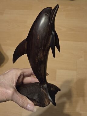 Vintage Hand-Carved Ironwood Dolphin Figurine 8.5"